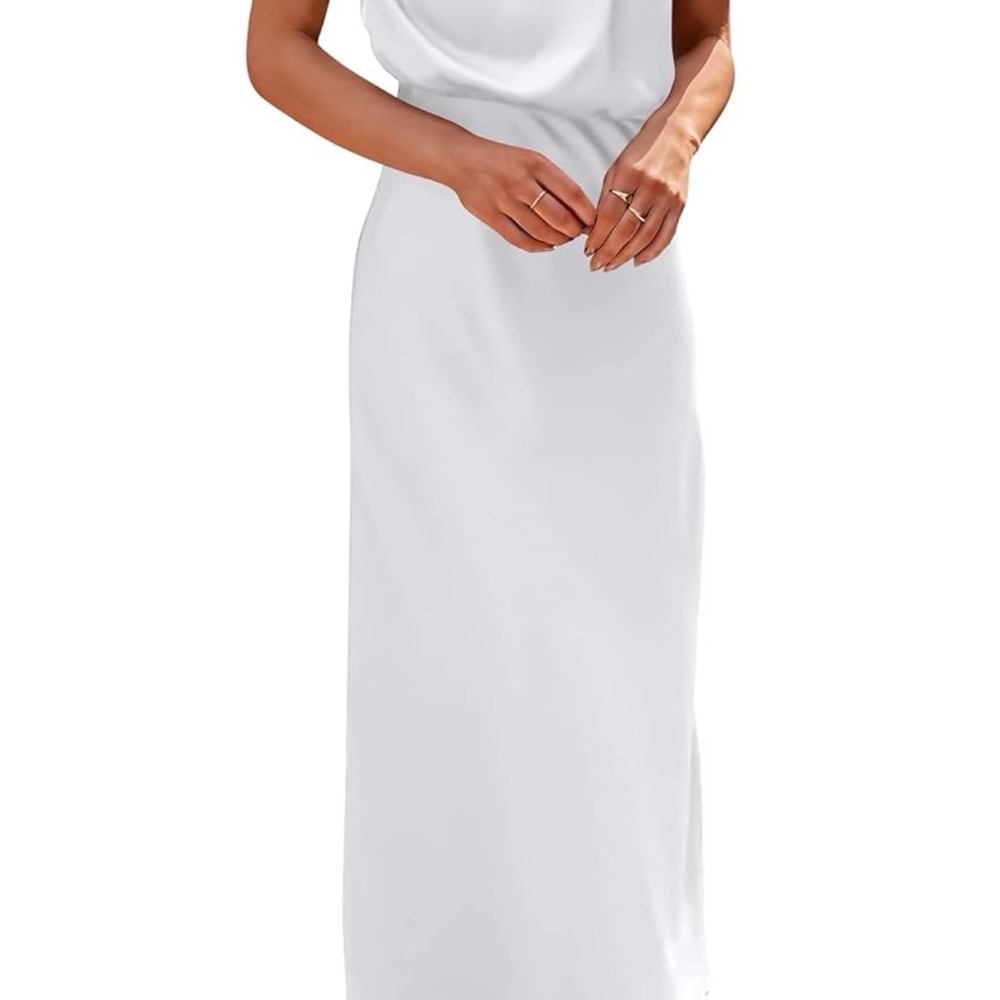 Satin White Midi Dress